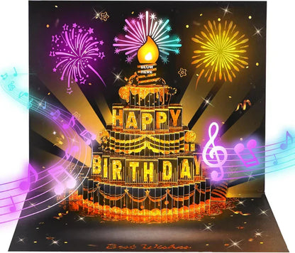 🔥LSAT DAY AANBIEDING 70% KORTING!!🎉3D Pop-Up Muzikale Verjaardagskaart met Lichtjes & Liedje🎵🎂