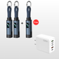 🔌 4-in-1 Oplaadkabel met Digitaal Display & Sleutelhanger – Snelladen, Knikbestendig & Compact