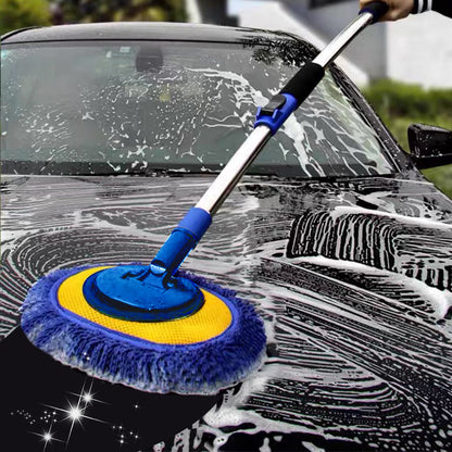 🧽Duurzame aluminium telescopische autowasmop met lange steel – Zachte microvezel, krasvrij en verstelbare lengte✨